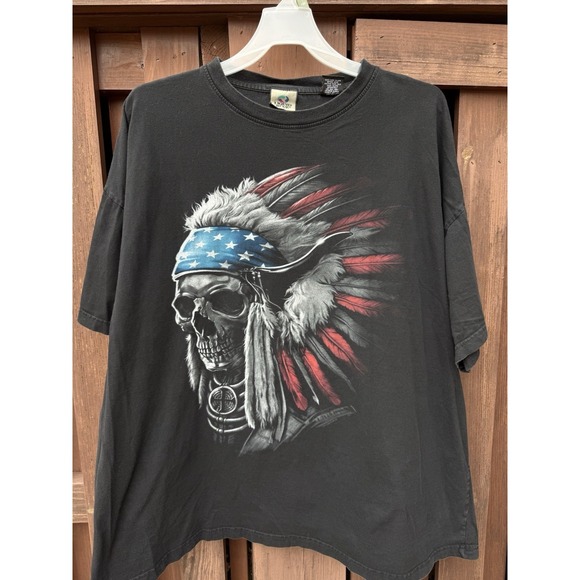 Liquid Blue Other - Men's T-shirt LIQUID BLUE Skull Indian Native American Chief Warrior 4XL
